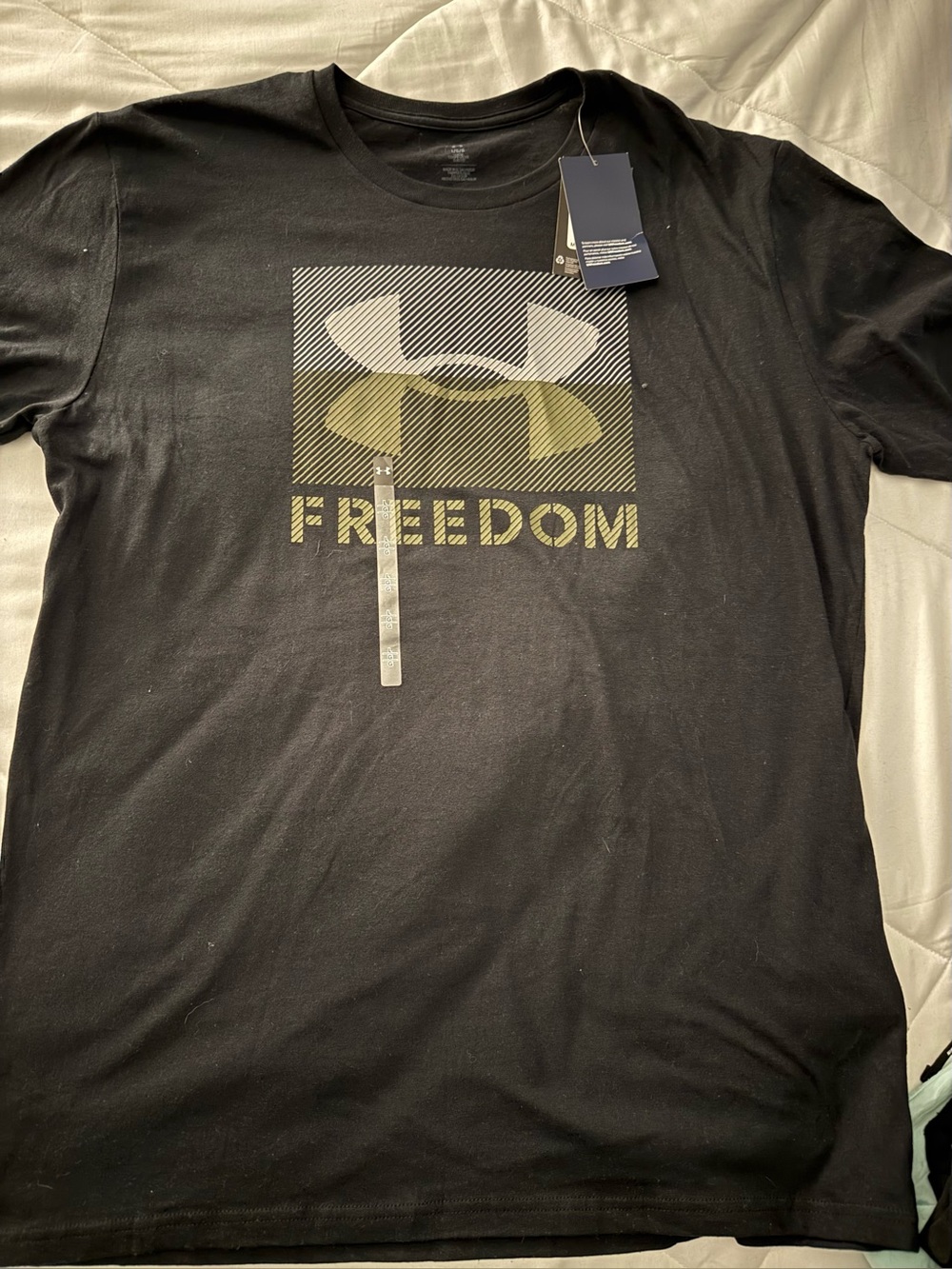 Under Armour Black T-Shirt with Olive Freedom Logo
